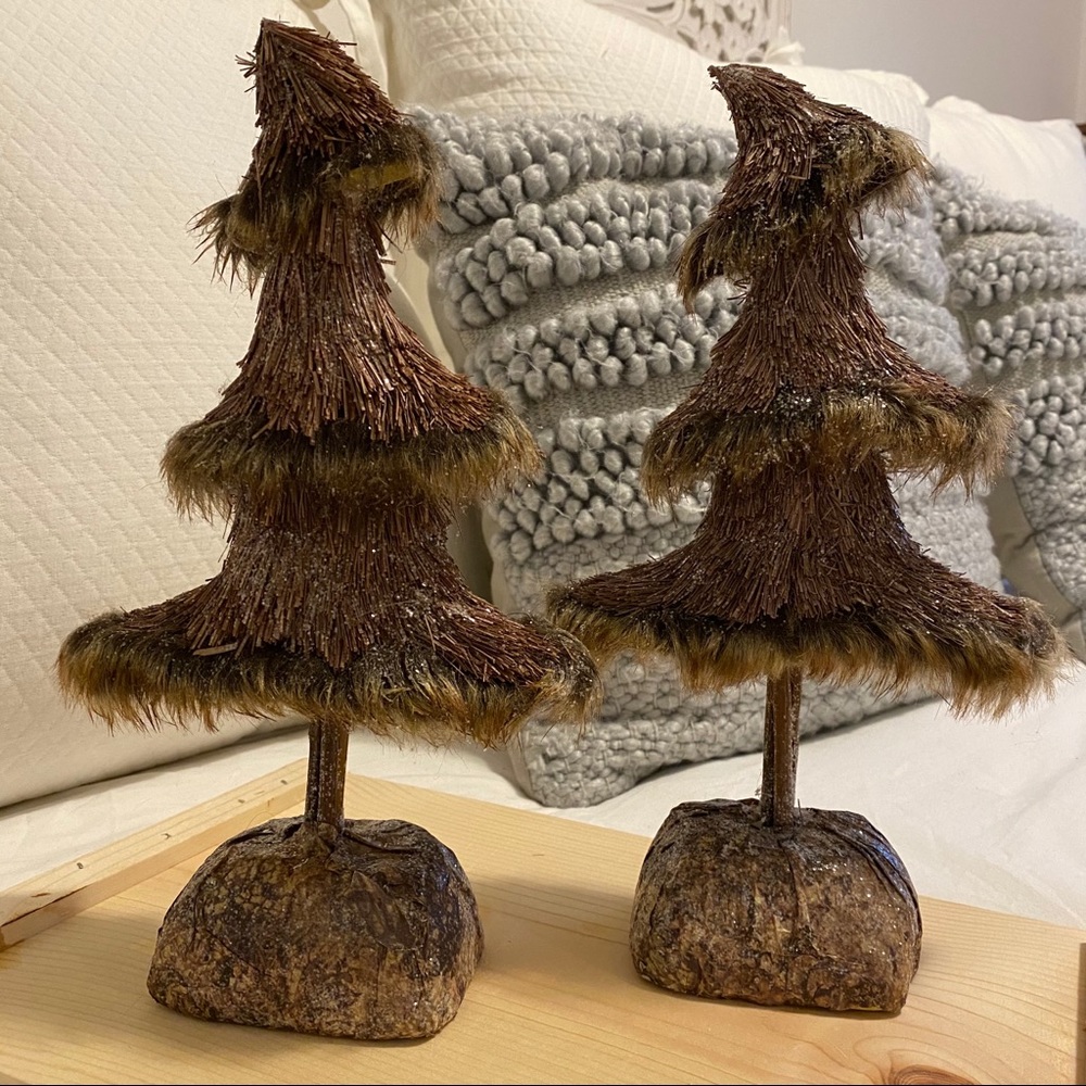 TWO Tabletop Embellished Christmas Trees